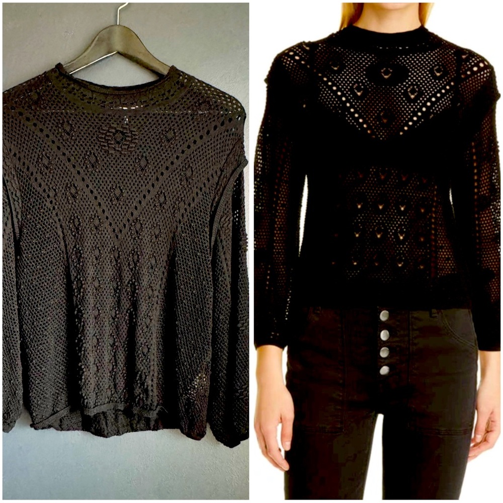 FRAME Crochet Crewneck Sweater
